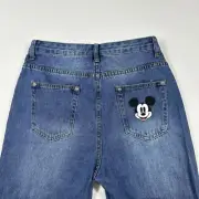 Boohoo Disney Mickey Mom Denim Jeans Women's Size 6 Blue NWT