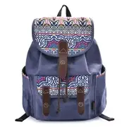 Retro DGY Fabric Backpack School Rucksack Cute Canvas Backpack Girls 137 blue