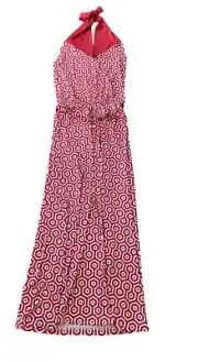Mud Pie Leighton 3-Way Halter Maxi Dress Red White Size M NWT
