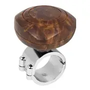 80088 Wood Plastic Steering Wheel Spinner Knob Matte Brown