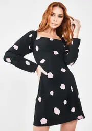 [Glamorous] Black Floral Mini Dress