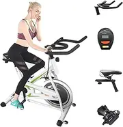 HCE Spin Bike Indoor Exercise Bike Fully Adjustable Gym Bicycle - 13kg Flywheel Resistance Bikes with LCD Monitor, Heavy-Duty Stationary Bicycle for Home Fitness