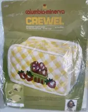 NOS VTG 1975 - Columbia Minerva Crewel Kit- Strawberry Toaster Cover- #7506