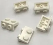 Lego 5 New White White Brackets 1 x 2 - 1 x 2 Parts