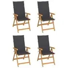 Wooden Outdoor Chairs 4 Pcs Reclining Foldable Garden Deck Armchair With Cushion