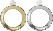 UKQRRTC 2Pcs Bracelet Flask Bangle 3.5oz Wine Bracelet Flask 304 Stainless Steel Bangle Flask with Rhinestones Lid Creative Bracelet Flask for Women Girls Party