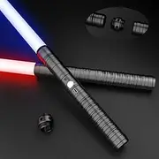 Oueyes Lightsaber 2 Pack Metal Hilt Light Saber RGB 7 Colors Changeable 2 in 1 Dueling Lightsaber Rechargeable Light Sabers for Adults & Kids Halloween Cosplay (Black)