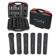 1/2 Inch Drive Extended Length Impact Socket Set 6 Sizes - Hex Sizes 3/4", 7/...