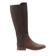 Clarks Camzin Branch 26153057 Womens Brown Leather Zipper Knee High Boots 6