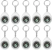 uxcell Keychain Compass [10PCS] - Survival Pocket Mini Compass Bulk with Key Ring for Hiking & Camping - [White] Outdoor Activities Accessory
