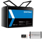 Gentrax 12V 100Ah Lithium Battery + VoltX 12V 2KW Solar Inverter + Display LCD