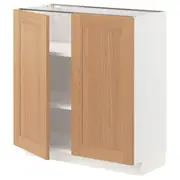 METOD base cabinet with shelves/2 doors, white/Vedhamn oak, 80x37x80 cm