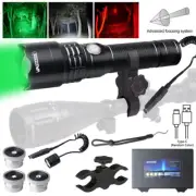 Zoom 3 in 1 White Red Green LED Hunting Flashlight with Scope Mount Light