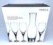 Orrefors Intermezzo Blue 4 Wine Glasses and 1 Carafe Design Erika New