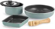[Online Limited Color] Green Pan Click Chef 5-Piece Set, Smoky Blue, Mayflower Color
