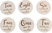 Totority 6pcs Card First Year Growth Monthly Discs Shower Monthly Cards Newborn Photo Props Monthly Photo Cards Birthday Suit Wooden