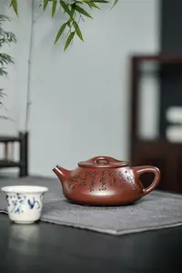 在飛比找Yahoo!奇摩拍賣優惠-【一杯茶品人生沉浮，平常心造世界】景舟石瓢·山水款原礦紫朱泥