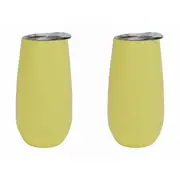 2x Annabel Trends 175ml S/S Sparkling Flute Cup Double Wall Tumbler Gelato Lemon