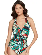 [Magicsuit] Drew Halter Slimming Tummy Control Swimsuit in Multi