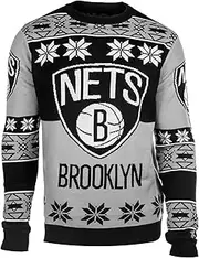 NBA Brooklyn Nets Big Logo Ugly Crew Neck Sweater, Medium, Team Color