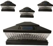 Solar Post Cap Light 4 Pcs 6x6 Solar Black Color Square 5 LED Bulbs Fence Light