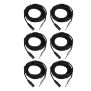 6-Pack 3-Pin 25FT 6.35mm 1/4" Cables Stereo Plug Shielded Mic To XLR Male Cables