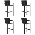 4x Black Poly Rattan Bar Stools Set Kitchen Dining Counter Chairs Barstool