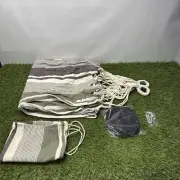 Portable HAMMOCK 10 FT Green Brown Stripes w Straps Bag Camping Gardenline NEW