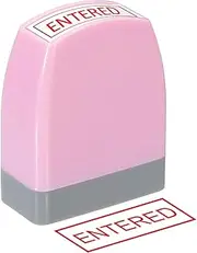 uxcell Entered Notice Stamp Self Inking, Red Ink Office Stamps Pre Inked Message Stamp Refillable Business Stamp, Pink