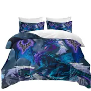 Blue Dragon of Fate Fantasy Creatures Quilt Cover