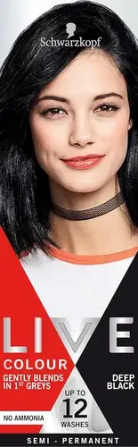 LIVE Colour Deep Black, Semi-Permanent Hair Colour, Lasts up to 12 Washes