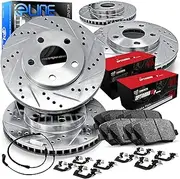 R1 Concepts Front Rear Brakes and Rotors Kit |Front Rear Brake Pads| Brake Rotors and Pads| Optimum OEp Brake Pads and Rotors |Hardware and Sensor Kit|fits Audi Q7, Porsche Cayenne, Volkswagen Touareg