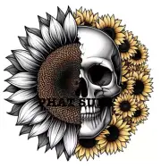Sublimation Print Skull Sunflower Ready To Press Heat Transfer