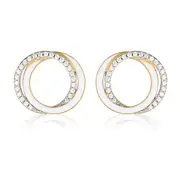 GEORGINI REFLECTION CIRCLES EARRING GOLD, SILVER & WHITE ENAMEL