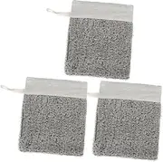 MERRYHAPY Bar Soap Bag Set 3pcs Exfoliating Mesh Soap Saver Drying Bag for Bath Shower Grey