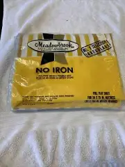 Vintage Meadowbrook Luxury Muslin YELLOW STRIPES Full Flat Sheet 54” X 104”
