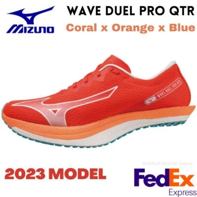 Mizuno Running Shoes WAVE DUEL PRO QTR Coral x Orange x Blue U1GD2250 20 UNISEX