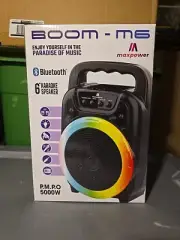Portable Karaoke speaker with LED lights NEW Maxpower BOOM M6 6" Black Handle