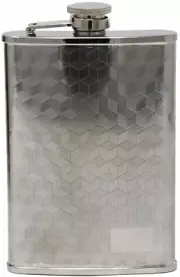 8 oz Pocket Hip Alcohol Liquor Flask in Etched 3D Cube Print Stainless Steel