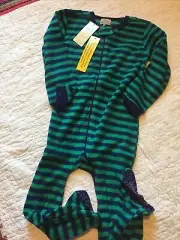 Leveret blue and green striped 4t fleece pajamas