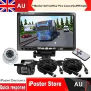 HD 7" Monitor 2x4PIN Rear View Reversing Cameras 5+15m Cable Package For Caravan