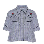 [pushBUTTON] Check Western Pocket Crop Shirt