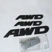 Black Matte AWD Metal Big Grille Emblem + 2x Small Badge Decal Sticker Turbo Car (for: Peugeot)