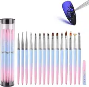 2 Dotting Tools for Nails | Painting Tools Manicure Liner Brush Set - 15 Fine Tip Nail Dotting for Salon Home Nail Dotting Outlining Puchen