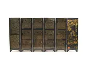 Screen Ornament 180 Degrees Rotatable Wooden Chinese Style Beijing Opera Face Pattern Lacquer Screen Home Decor - L