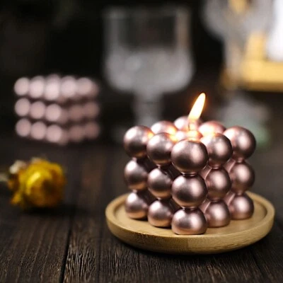 2 ROSE GOLD Bubble Cube Unscented Paraffin Wax CANDLES Wedding Centerpieces