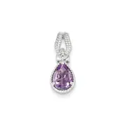 Sterling Silver Pink Quartz and Diamond Pendant