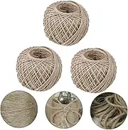 PartyKindom 3Roll Natural Jute Twine String for Arts Crafts Light Brown for DIY Projects Gardening Wrapping and Home Decor Durable and Convenient Total