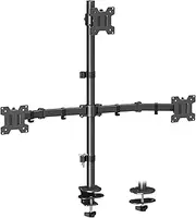 MOUNT PRO Triple Monitor Mount, Monitor Stand fits 3 Screens up to 32 inch, 17.6 lbs Each, Fully Adjustable Stacked Monitor Stand for 3 Monitors, Monitor Desk Mount, VESA Mount, C clamp/Grommet Base