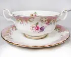 SERENITY by Royal Albert Cream Soup & Stand NEW NEVER USED Made in England